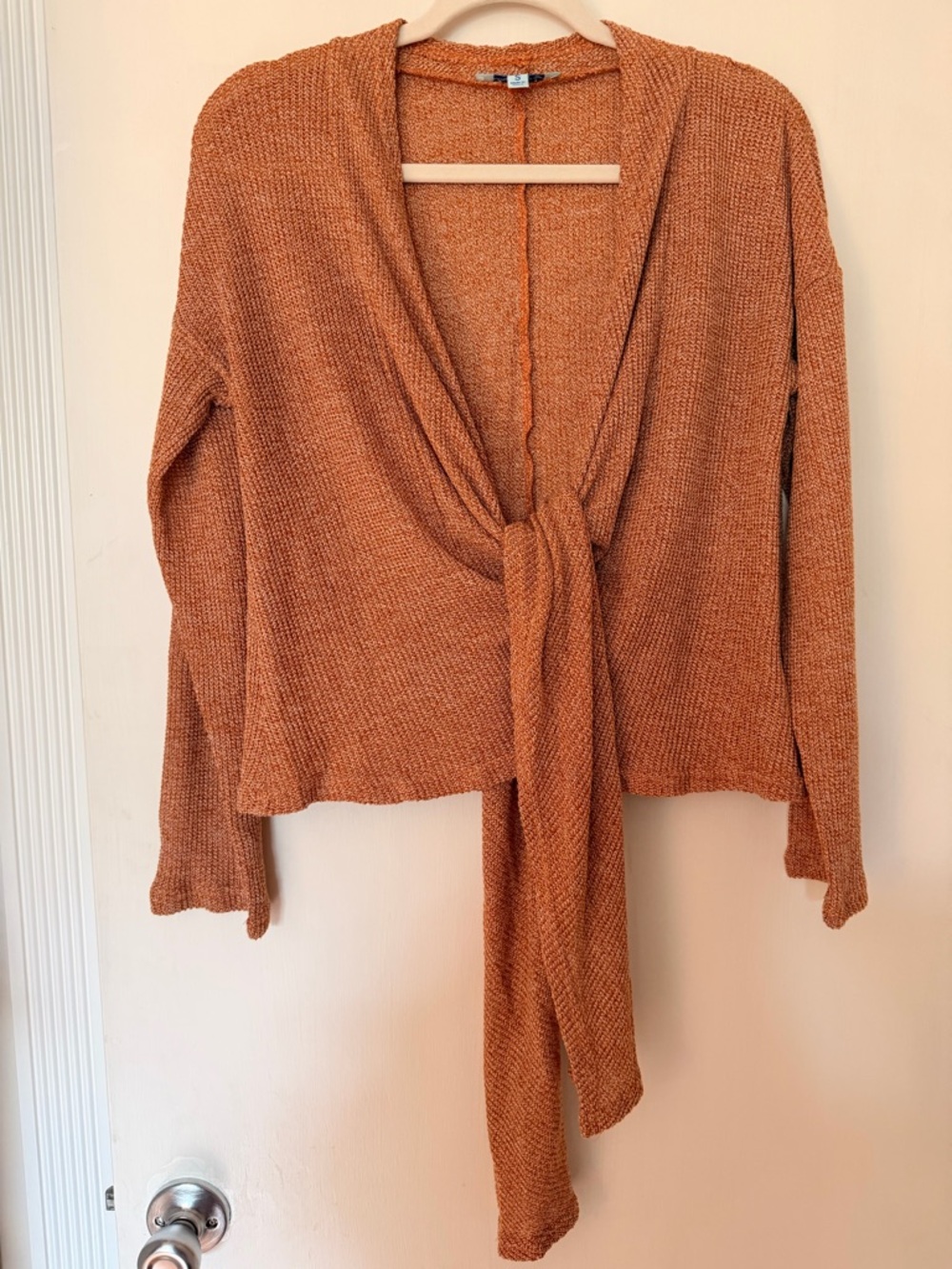 Tie-Front Lightweight Knit Sweater - Rust